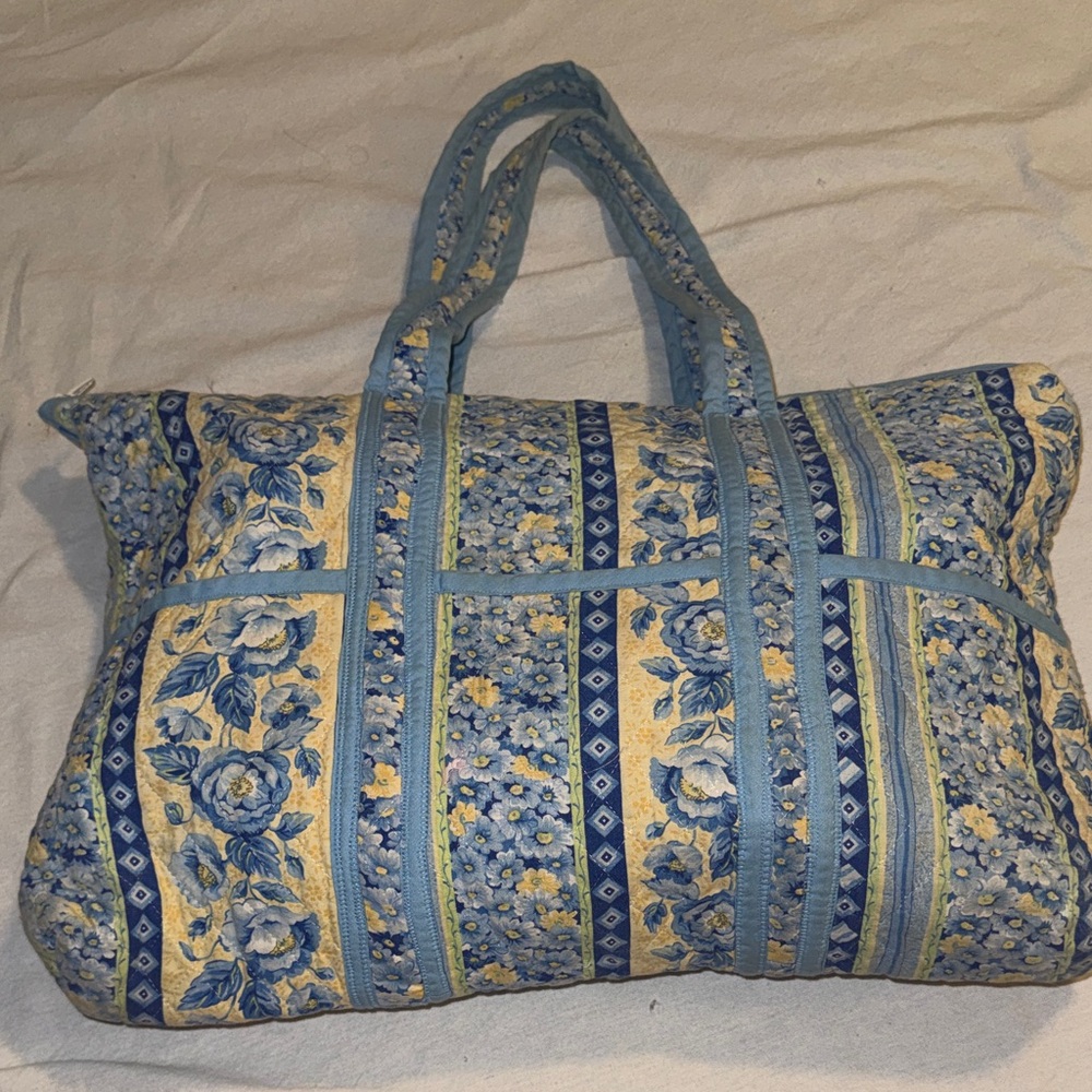 Handmade Floral Blue/Yellow Tote Bag